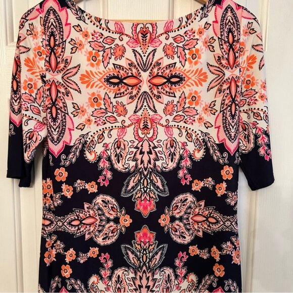 Eliza J Pink Navy Orange Paisley print Sheath dress‎ Size 6 - Picture 6 of 7